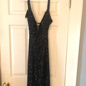 Black sequence backless gown. Worn to prom once.